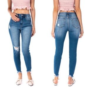 KANCAN | Women’s Light Wash High Rise Distressed Stretch Skinny Jeans size XL